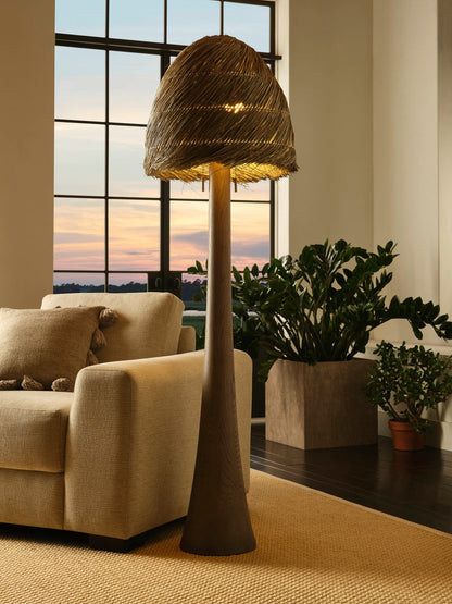 Tulum Sculptural Wood Base Floor Lamp-Floor Lamps-Wildwood-LOOMLAN