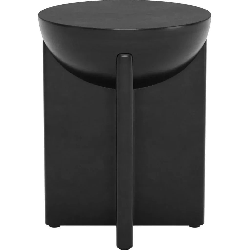 Tume Wood Black Round Side Table - LOOMLAN - Zuo Modern - Side Tables