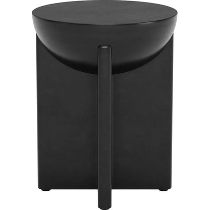 Tume Wood Black Round Side Table - LOOMLAN - Zuo Modern - Side Tables