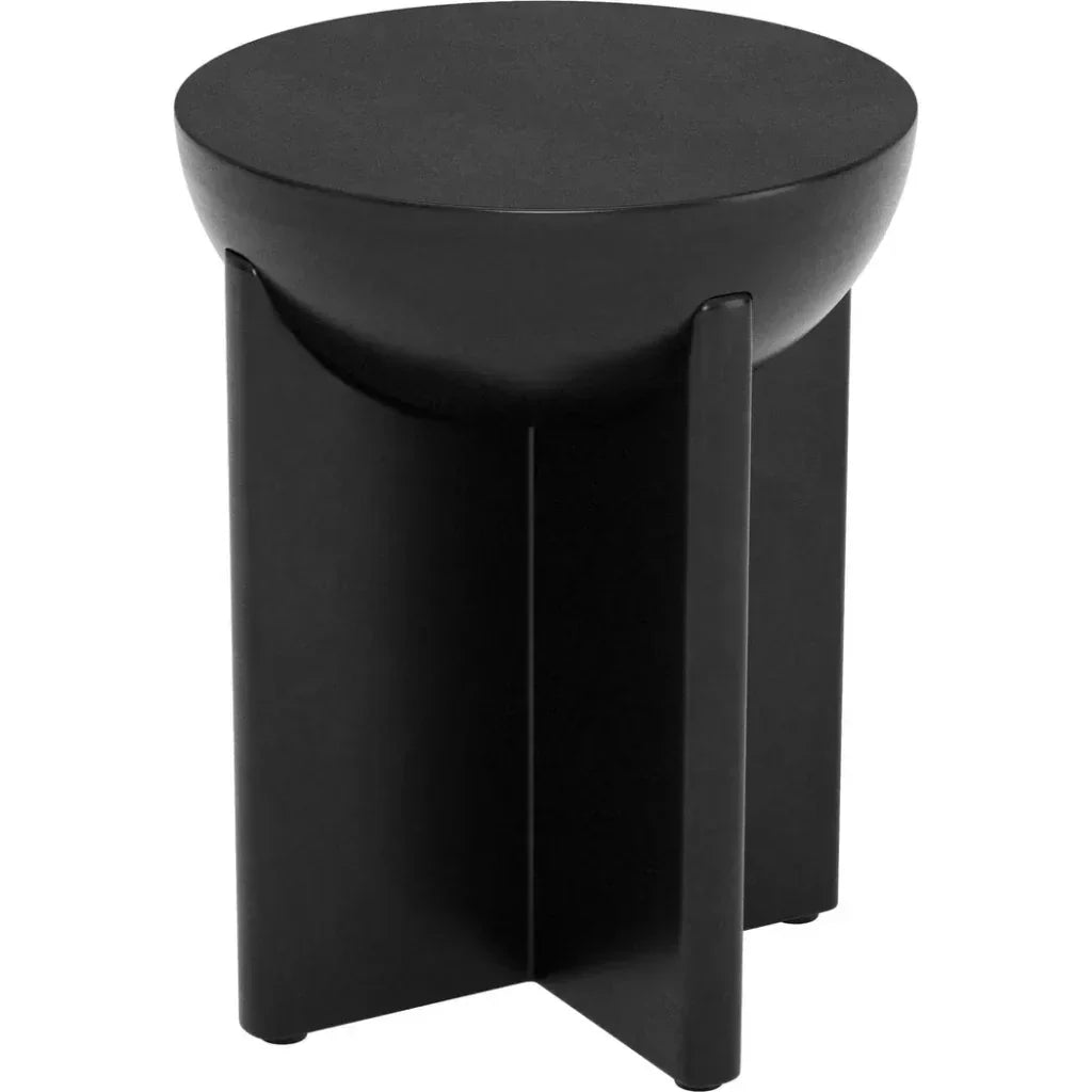 Tume Wood Black Round Side Table - LOOMLAN - Zuo Modern - Side Tables