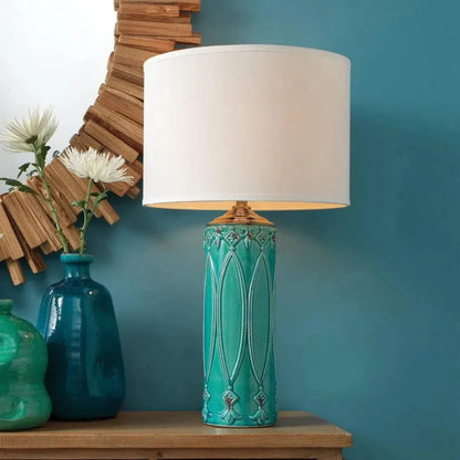 Turquoise Ceramic Tabitha Table Lamp - LOOMLAN - Jamie Young - Table Lamps