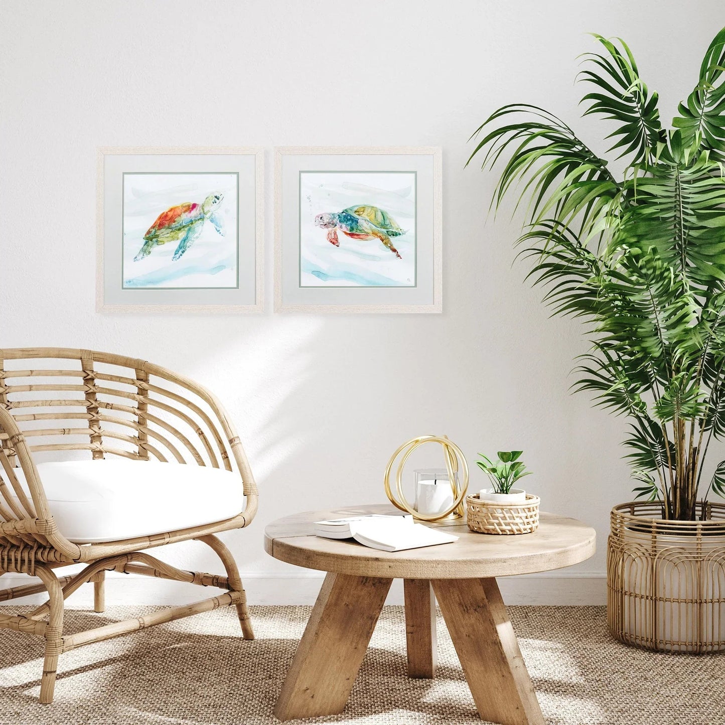 Turtle Tropics Blue Framed Wall Art 2PC