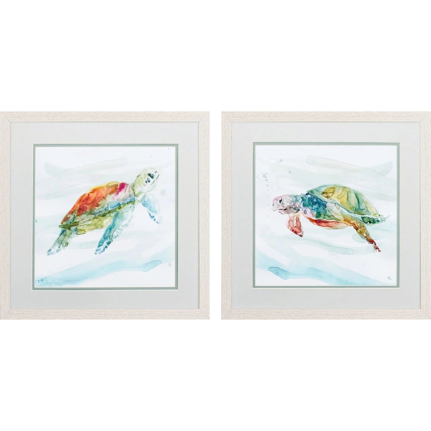 Turtle Tropics Blue Framed Wall Art 2PC