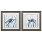 Turtle in Grass Blue Framed Wall Art 2PC