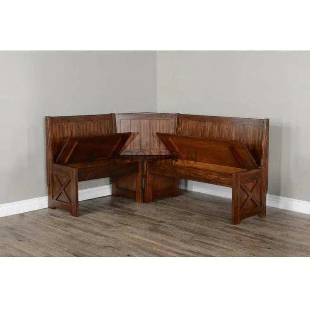 Tuscany Wooden Breakfast Nook Set With Storage Bench-Dining Table Sets-Sunny D-LOOMLAN
