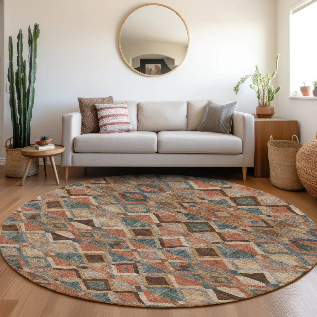 Tuska Brown Washable Indoor-Outdoor Rug-Outdoor Rugs-LOOMLAN Rugs-LOOMLAN