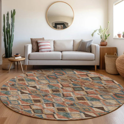 Tuska Brown Washable Indoor-Outdoor Rug-Outdoor Rugs-LOOMLAN Rugs-LOOMLAN