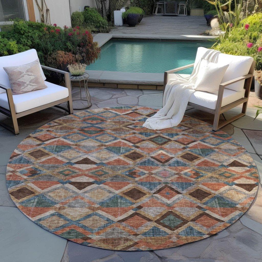 Tuska Brown Washable Indoor-Outdoor Rug-Outdoor Rugs-LOOMLAN Rugs-LOOMLAN