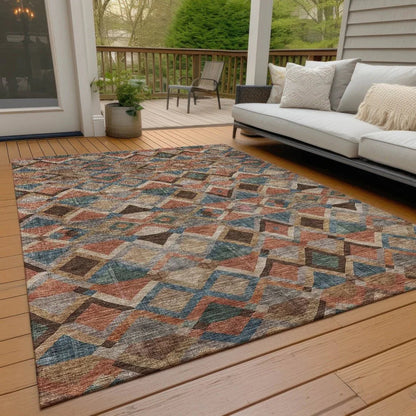 Tuska Brown Washable Indoor-Outdoor Rug-Outdoor Rugs-LOOMLAN Rugs-LOOMLAN