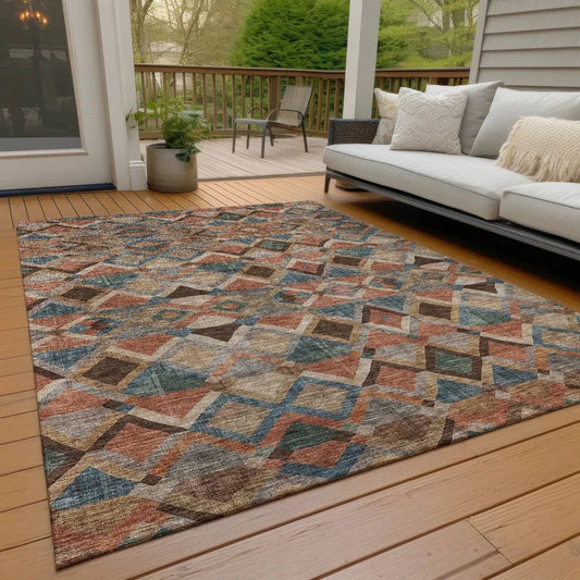 Tuska Brown Washable Indoor-Outdoor Rug-Outdoor Rugs-LOOMLAN Rugs-LOOMLAN