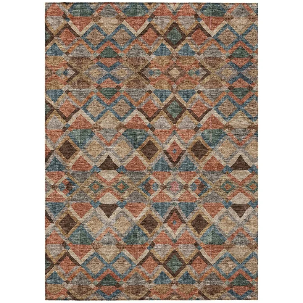 Tuska Brown Washable Indoor-Outdoor Rug-Outdoor Rugs-LOOMLAN Rugs-2'6" x 3'10"-LOOMLAN