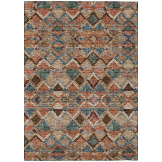 Tuska Brown Washable Indoor-Outdoor Rug-Outdoor Rugs-LOOMLAN Rugs-2'6" x 3'10"-LOOMLAN