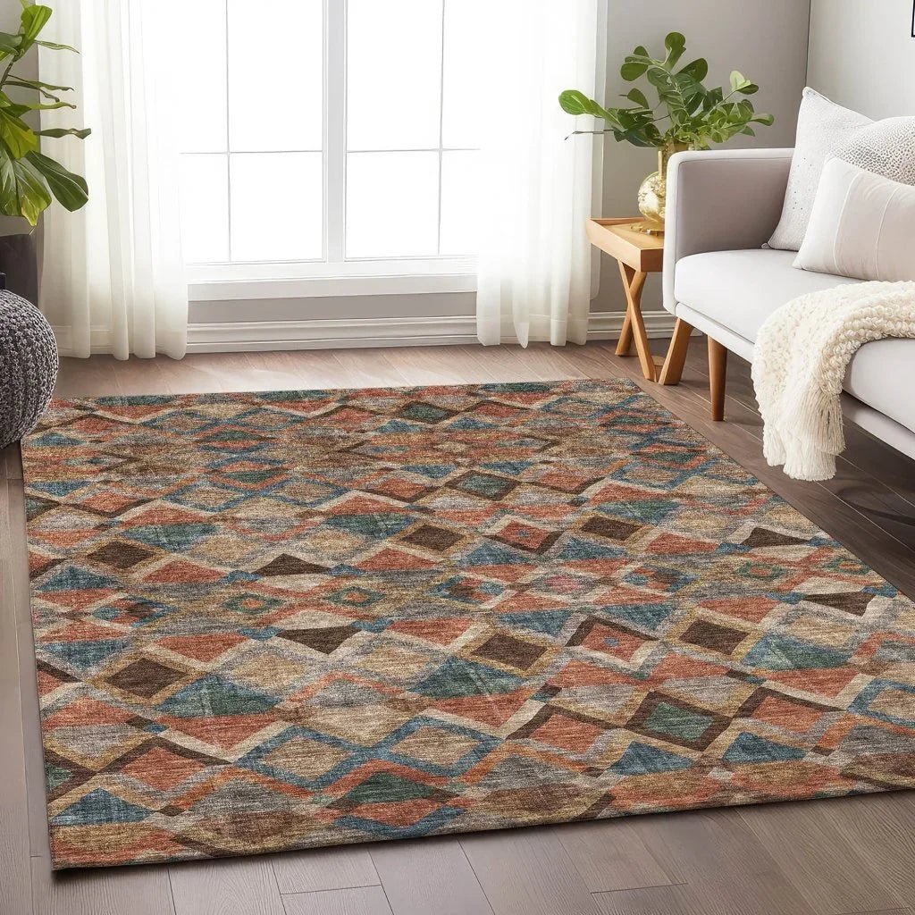 Tuska Brown Washable Indoor-Outdoor Rug-Outdoor Rugs-LOOMLAN Rugs-LOOMLAN
