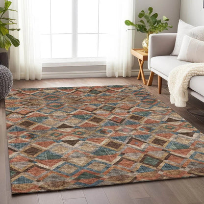 Tuska Brown Washable Indoor-Outdoor Rug-Outdoor Rugs-LOOMLAN Rugs-LOOMLAN