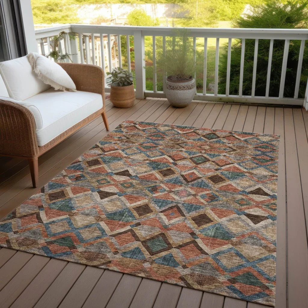Tuska Brown Washable Indoor-Outdoor Rug-Outdoor Rugs-LOOMLAN Rugs-LOOMLAN