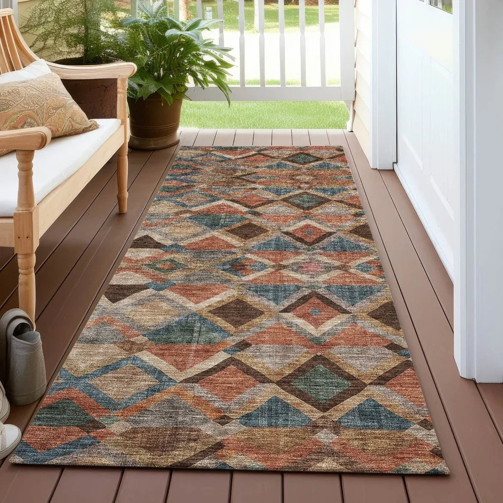 Tuska Brown Washable Indoor-Outdoor Rug-Outdoor Rugs-LOOMLAN Rugs-LOOMLAN