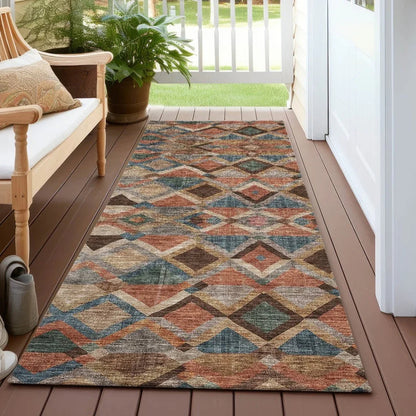 Tuska Brown Washable Indoor-Outdoor Rug-Outdoor Rugs-LOOMLAN Rugs-LOOMLAN