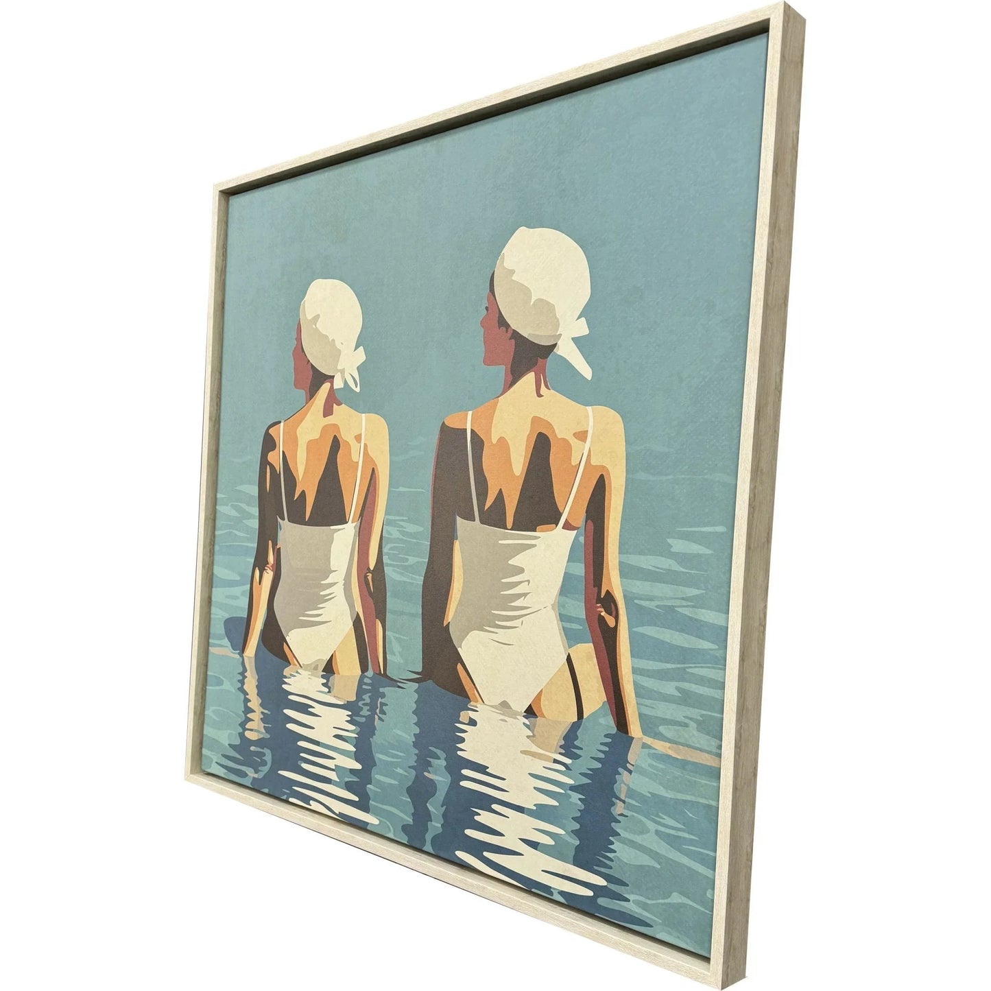 Two Friends at the Beach Turquoise Canvas Art