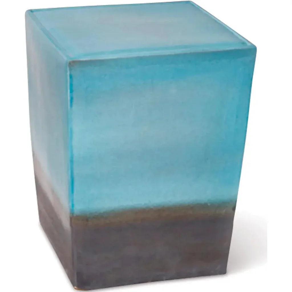 Two Glaze Square Cube Set of Two - Blue Outdoor Stools - LOOMLAN - Seasonal Living - Outdoor Side Tables