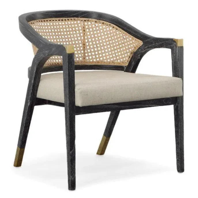 Two Tone Cane & Wood Accent Chair Royce Lounge Chair - LOOMLAN - Furniture Classics - Accent Chairs