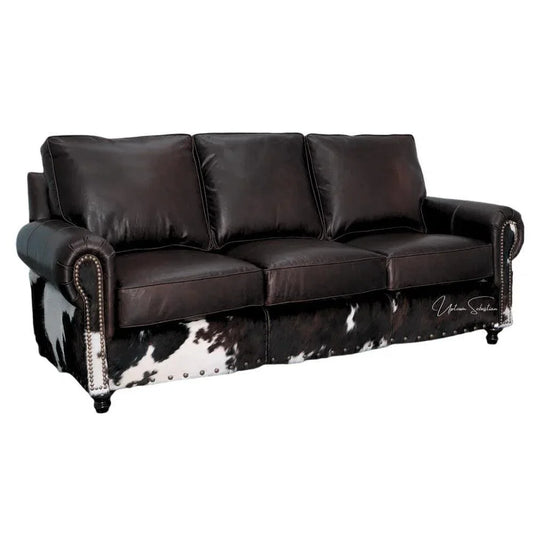 Two Tone Western & Hair On Hide Sofa Dark Brown Marshal - LOOMLAN - Uptown Sebastian - Sofas & Loveseats