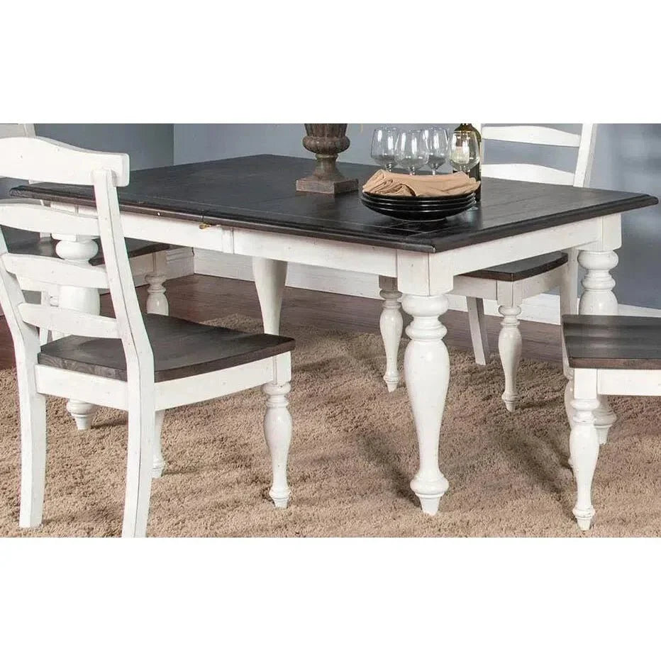Two Tone White Extendable Dining Table-Dining Tables-Sunny D-LOOMLAN