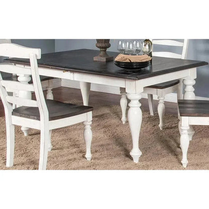 Two Tone White Extendable Dining Table-Dining Tables-Sunny D-LOOMLAN