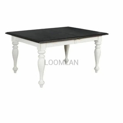 Two Tone White Extendable Dining Table-Dining Tables-Sunny D-LOOMLAN