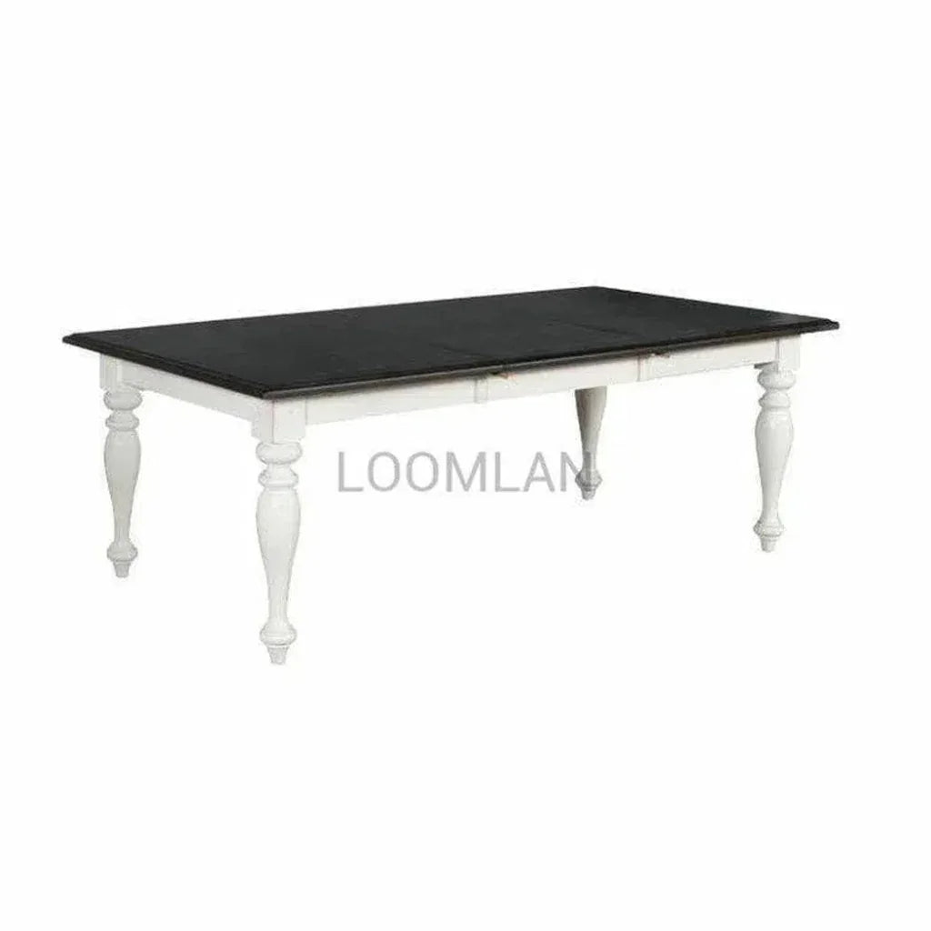 Two Tone White Extendable Dining Table-Dining Tables-Sunny D-LOOMLAN