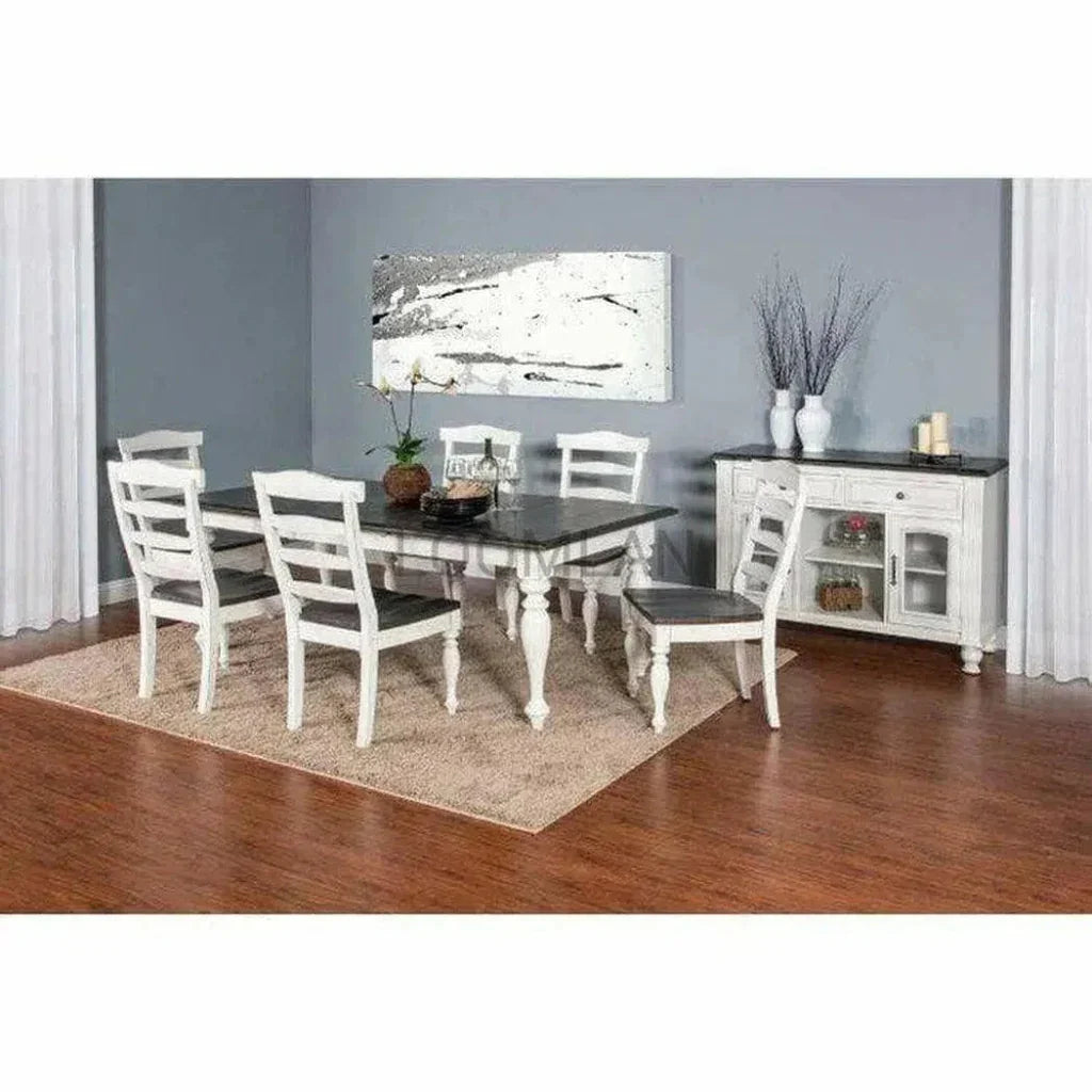 Two Tone White Extendable Dining Table-Dining Tables-Sunny D-LOOMLAN