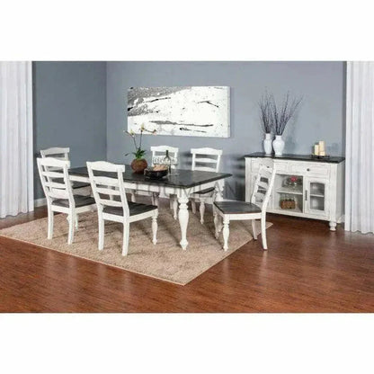 Two Tone White Extendable Dining Table-Dining Tables-Sunny D-LOOMLAN