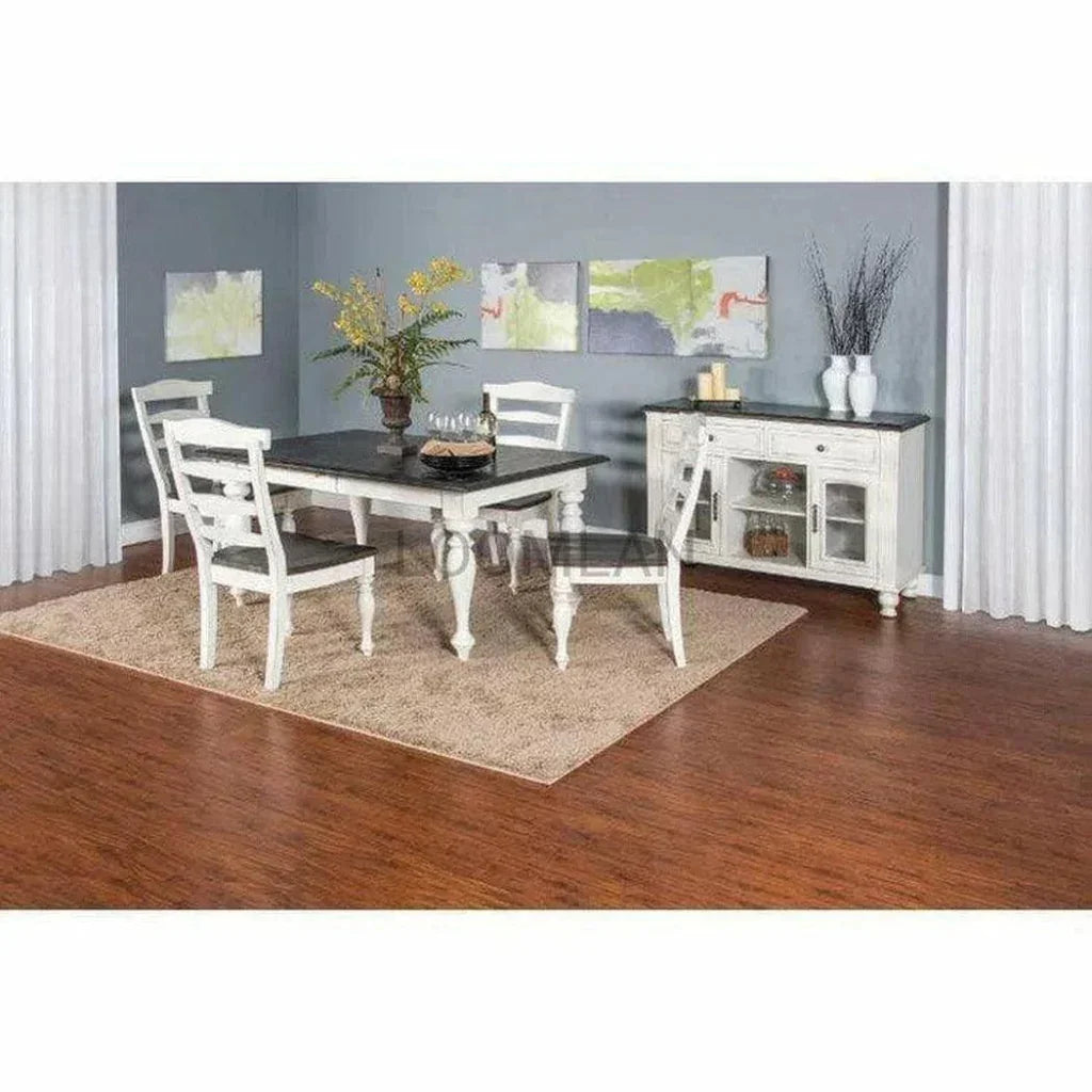 Two Tone White Extendable Dining Table-Dining Tables-Sunny D-LOOMLAN