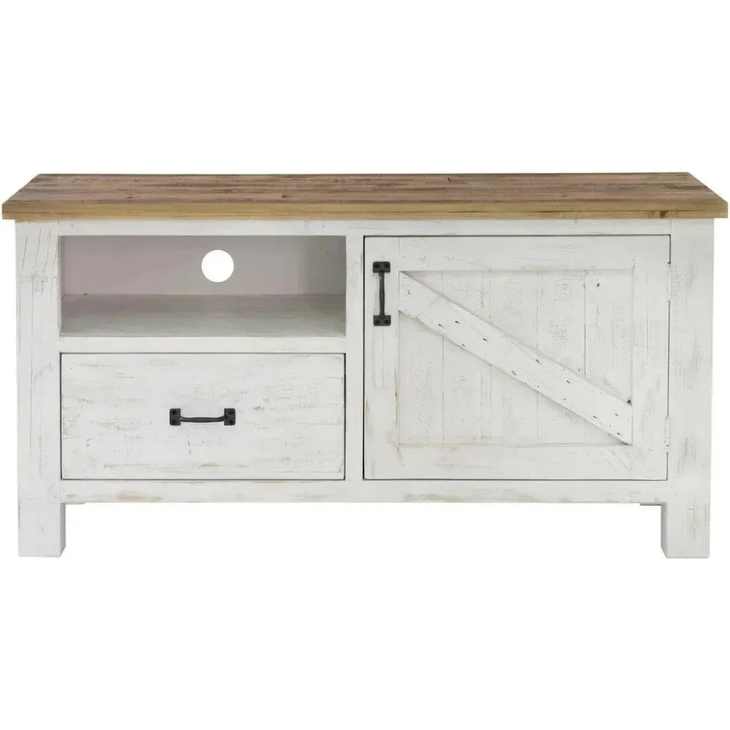 Two Tone White TV Stand Drawers Small Media Console - LOOMLAN - LH Imports - TV Stands & Media Centers