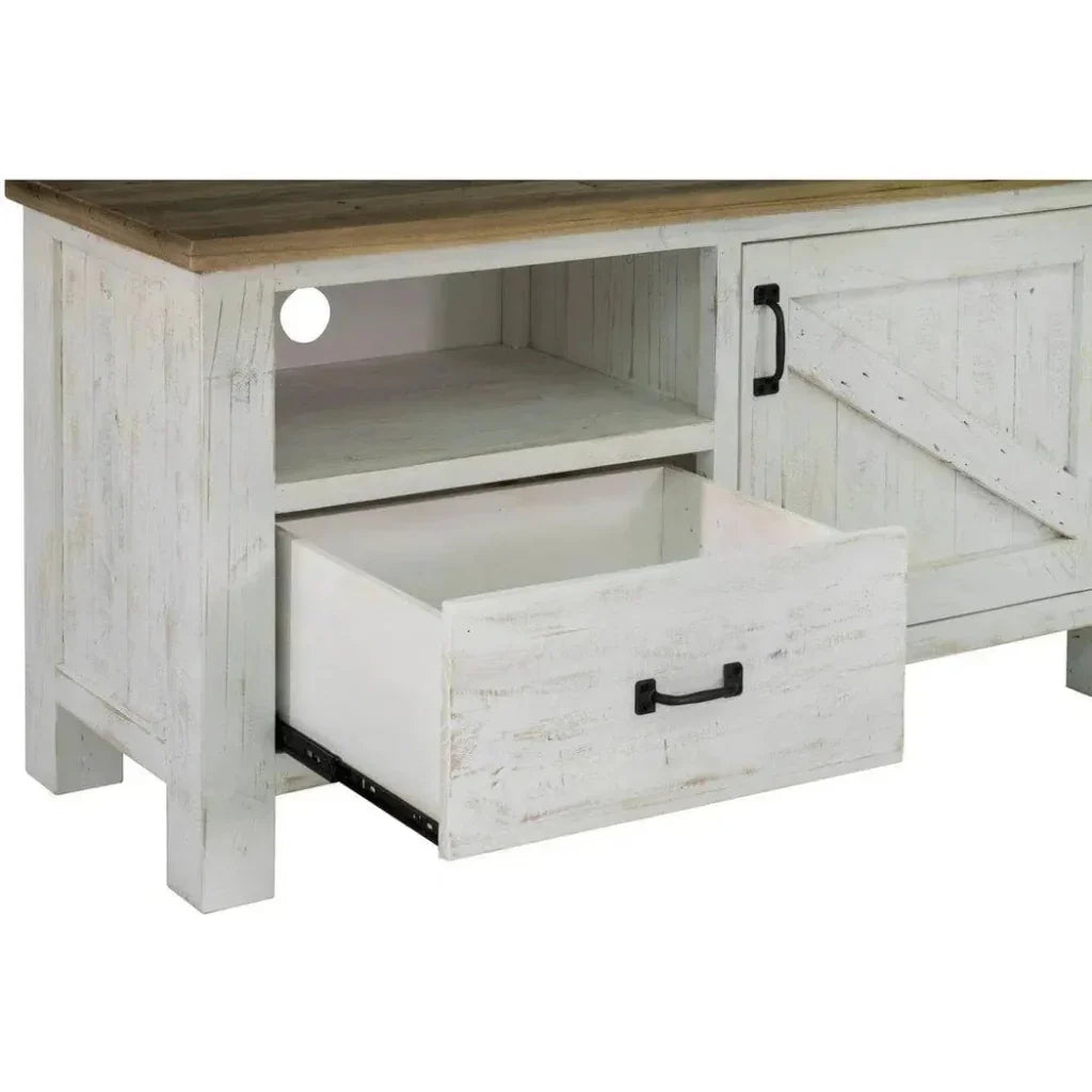 Two Tone White TV Stand Drawers Small Media Console - LOOMLAN - LH Imports - TV Stands & Media Centers