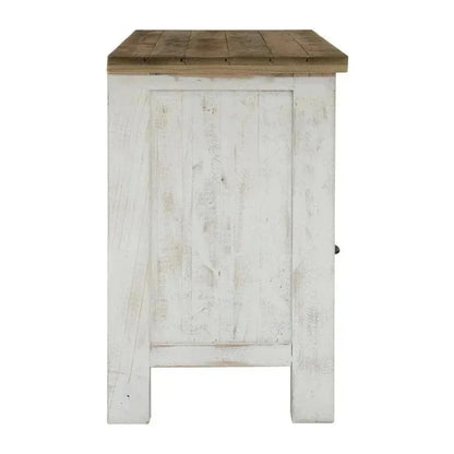 Two Tone White TV Stand Drawers Small Media Console - LOOMLAN - LH Imports - TV Stands & Media Centers