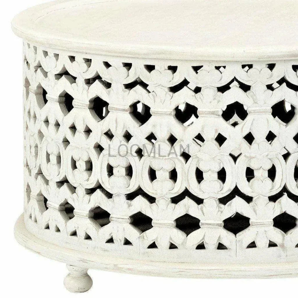 Round White Drum Style Coffee Table - LOOMLAN - LOOMLAN - Coffee Tables