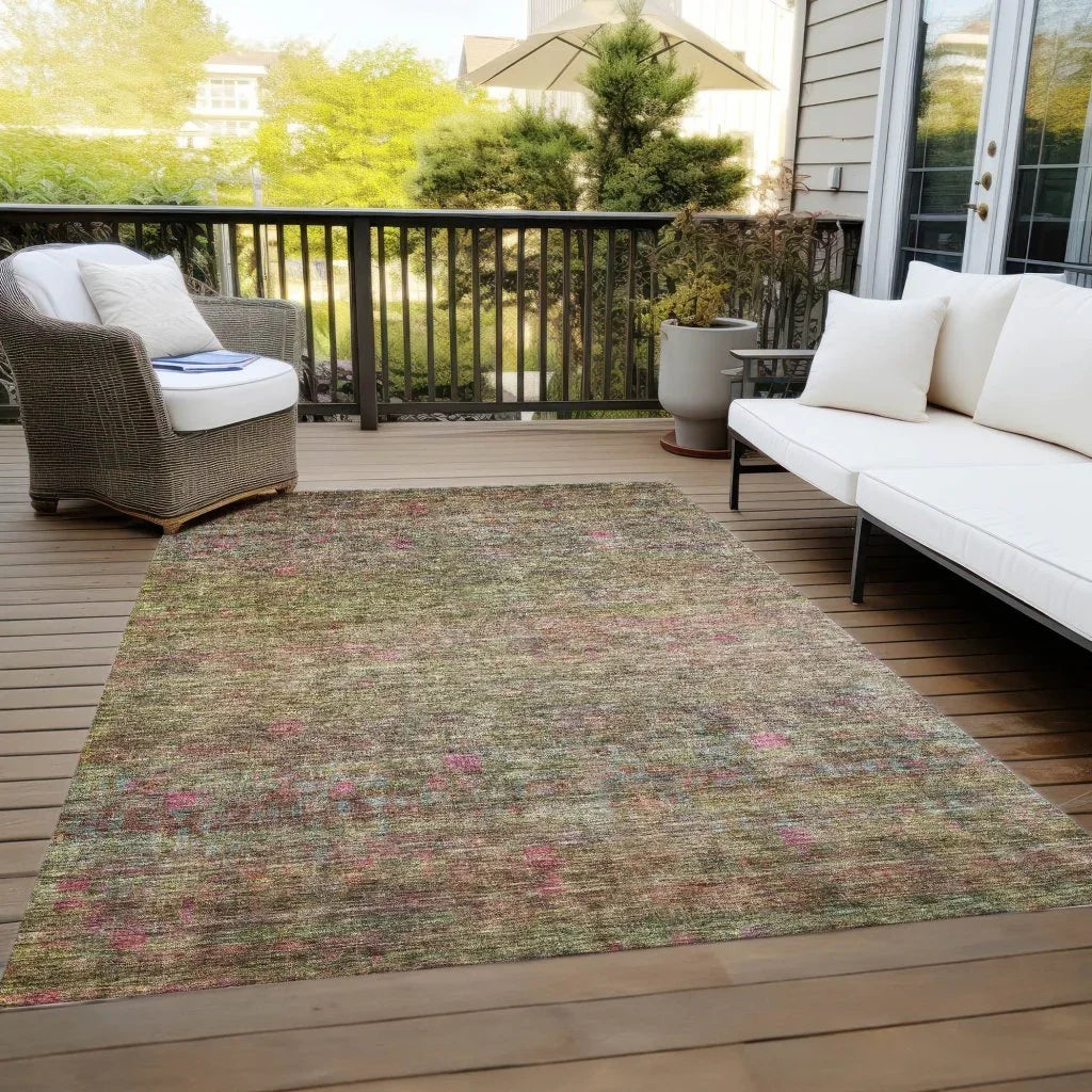 Umbrea Green Washable Indoor - Outdoor Rug - LOOMLAN - LOOMLAN Rugs - Outdoor Rugs
