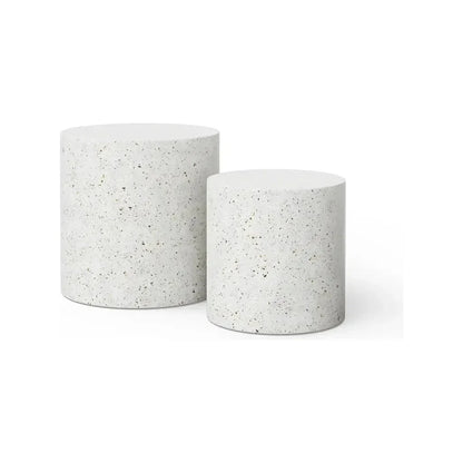 Una Aesthetic Concrete Outdoor Pedestal 2PC - LOOMLAN - Urbia - Outdoor Side Tables