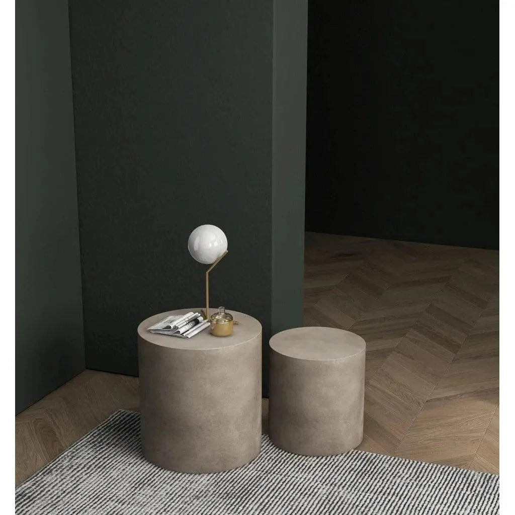 Una Concrete Round Garden Stools (Set of 2)-Garden Stools-Urbia-LOOMLAN