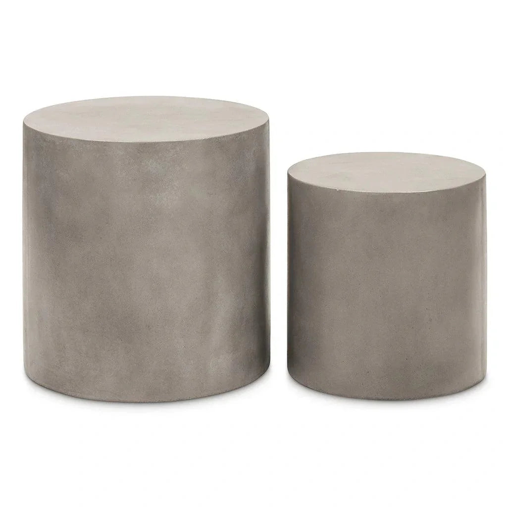 Una Concrete Round Garden Stools (Set of 2)-Garden Stools-Urbia-LOOMLAN
