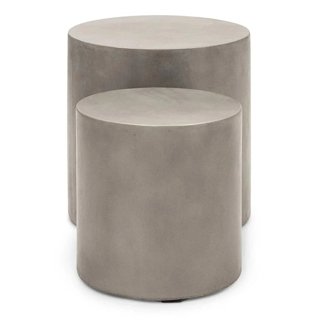 Una Concrete Round Garden Stools (Set of 2)-Garden Stools-Urbia-LOOMLAN