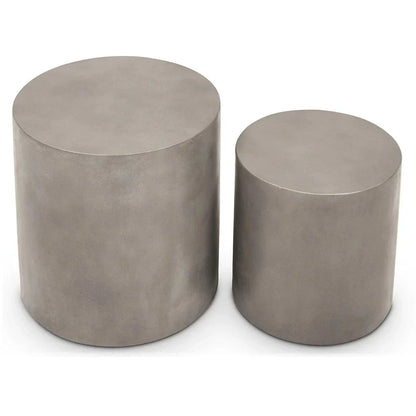 Una Concrete Round Garden Stools (Set of 2)-Garden Stools-Urbia-LOOMLAN