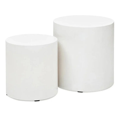 Una Concrete Round Garden Stools (Set of 2)-Garden Stools-Urbia-LOOMLAN