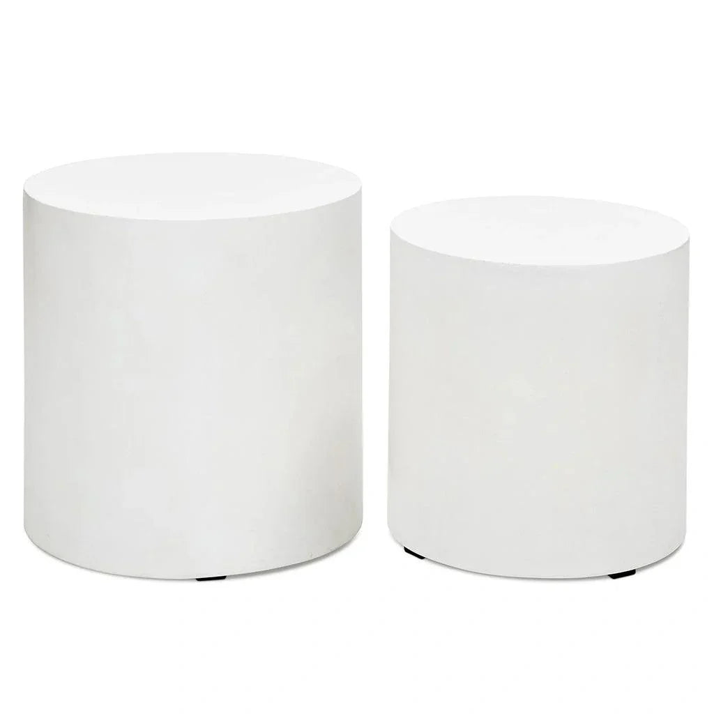 Una Concrete Round Garden Stools (Set of 2)-Garden Stools-Urbia-Ivory-LOOMLAN