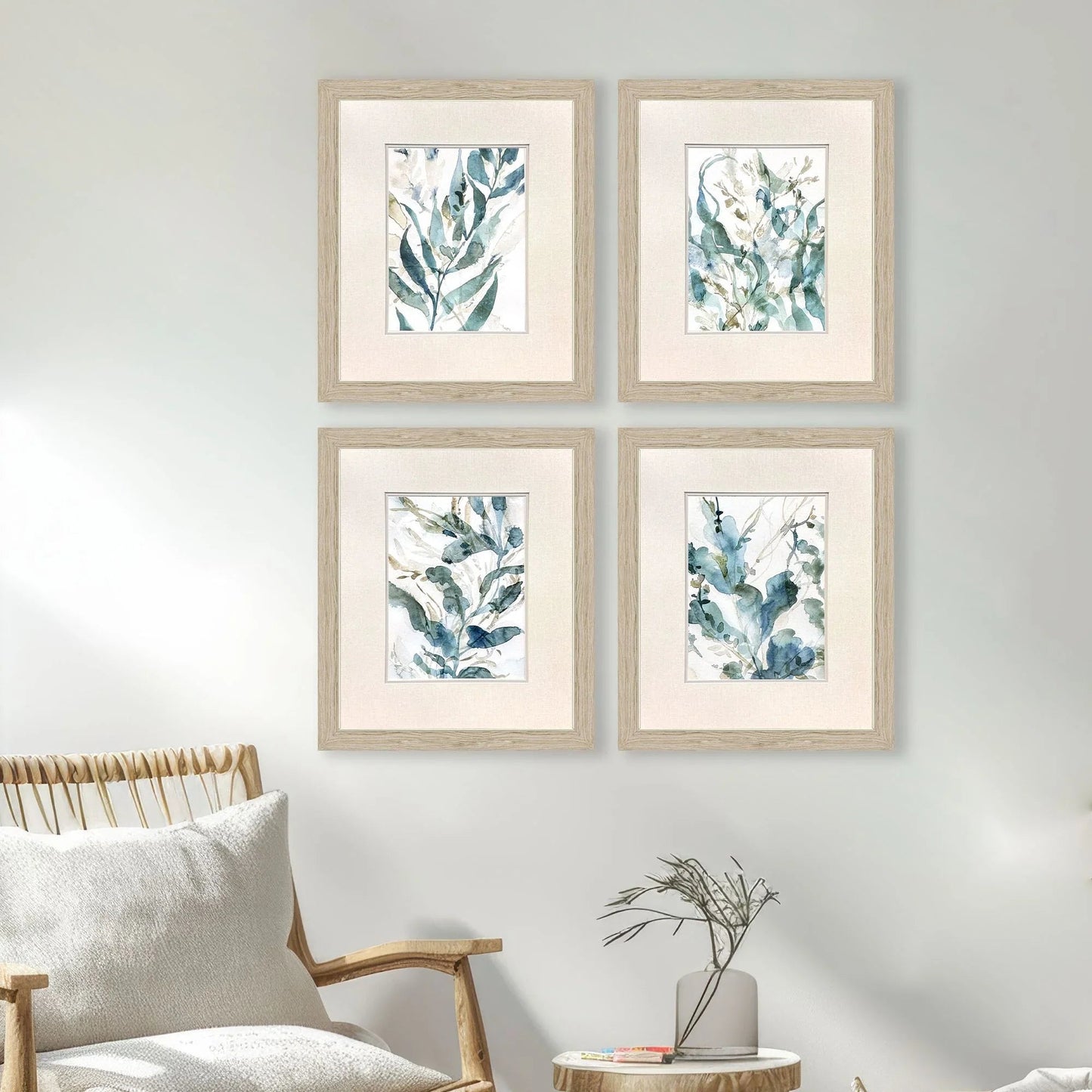 Underwater Botany Blue Framed Wall Art 4PC