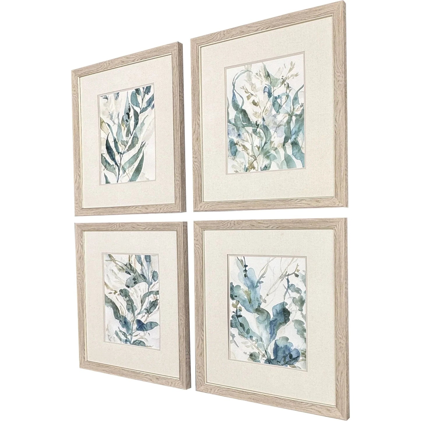 Underwater Botany Blue Framed Wall Art 4PC