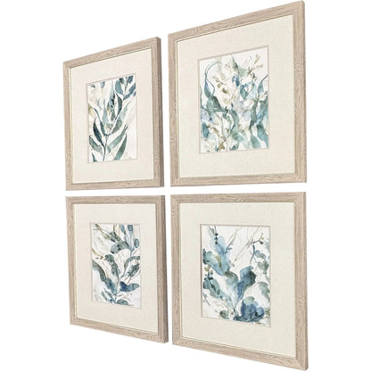 Underwater Botany Blue Framed Wall Art 4PC