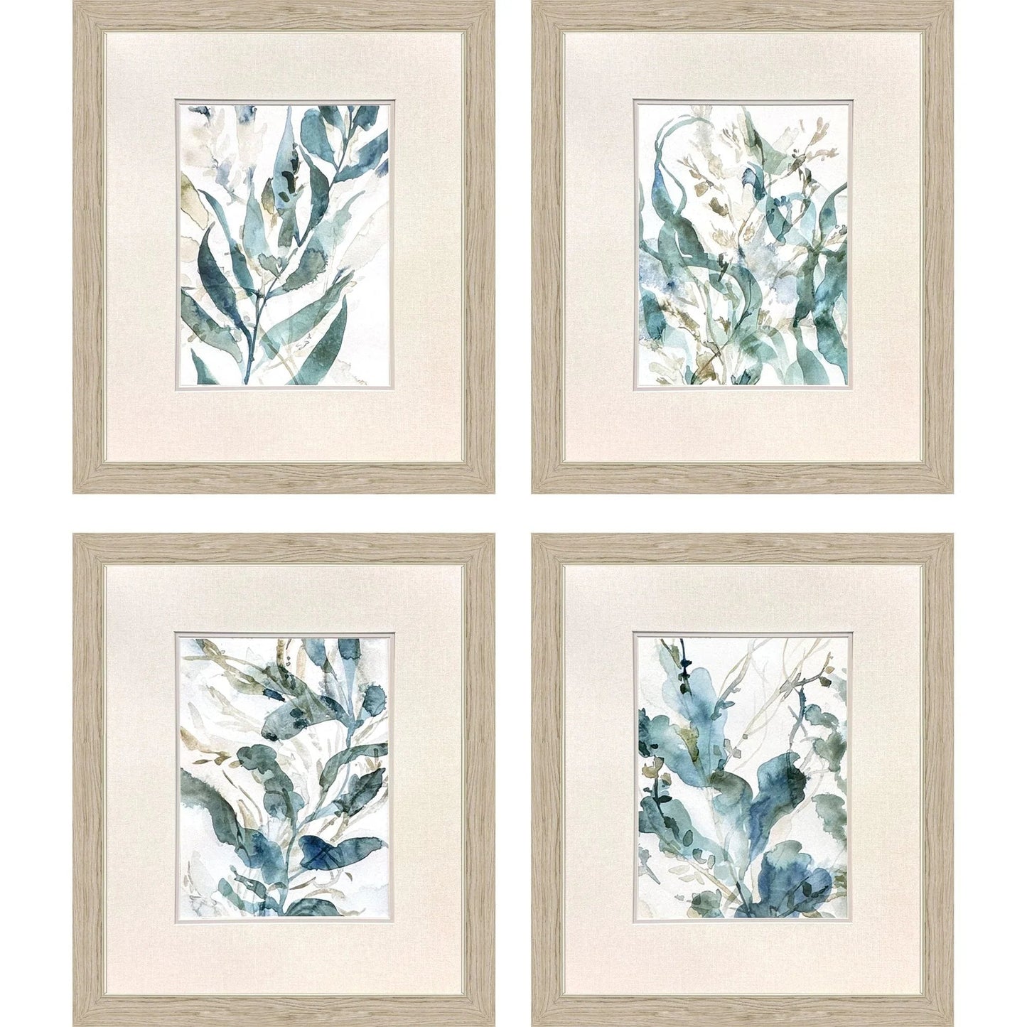 Underwater Botany Blue Framed Wall Art 4PC