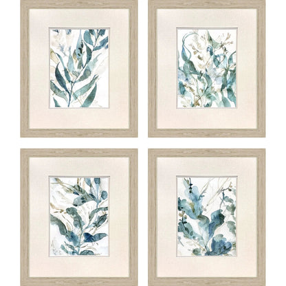 Underwater Botany Blue Framed Wall Art 4PC