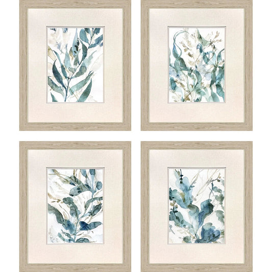 Underwater Botany Blue Framed Wall Art 4PC